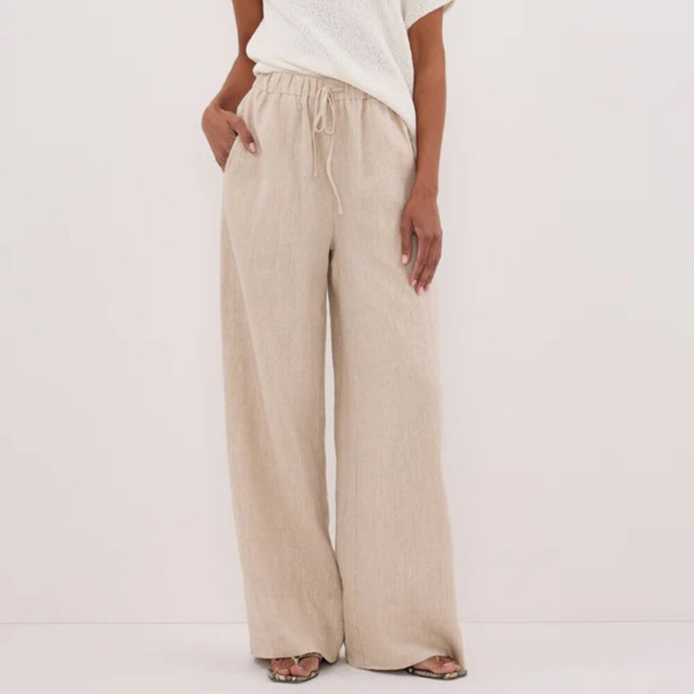 NWT DISSH Gina Natural Linen Waist Pants Size 2